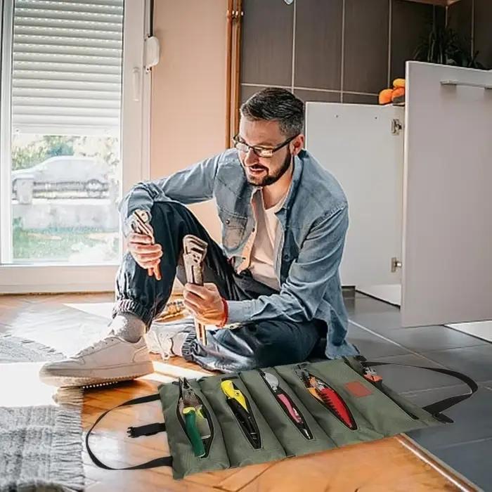 Sac à outils polyvalent de haute qualité, pochette professionnelle multi-poches pour outils matériels, sac de rangement Portable pour petits outils enroulable