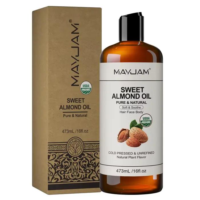USDA huile de noix de coco biologique pour la peau visage cheveux pressé à froid amande douce argan marocain