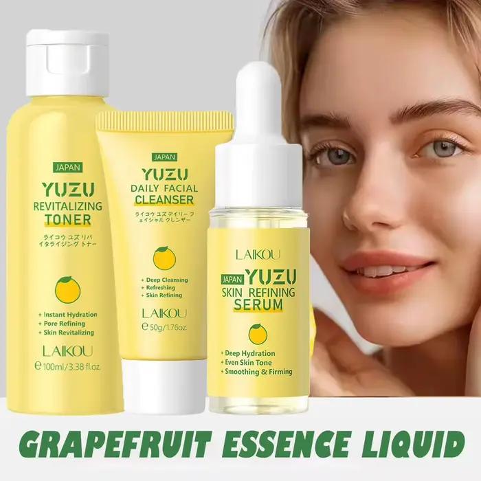 Nettoyant et démaquillant à l'huile de pomelo avec sérum facial – Kit de soins hydratant