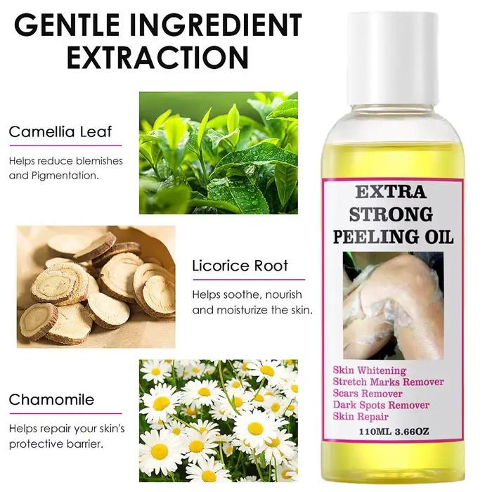 Huile exfoliante jaune pour la peau du corps, hydratante, nourrissante, éclaircissante, raffermissante, huile de soin de beauté pour massage, 110ml