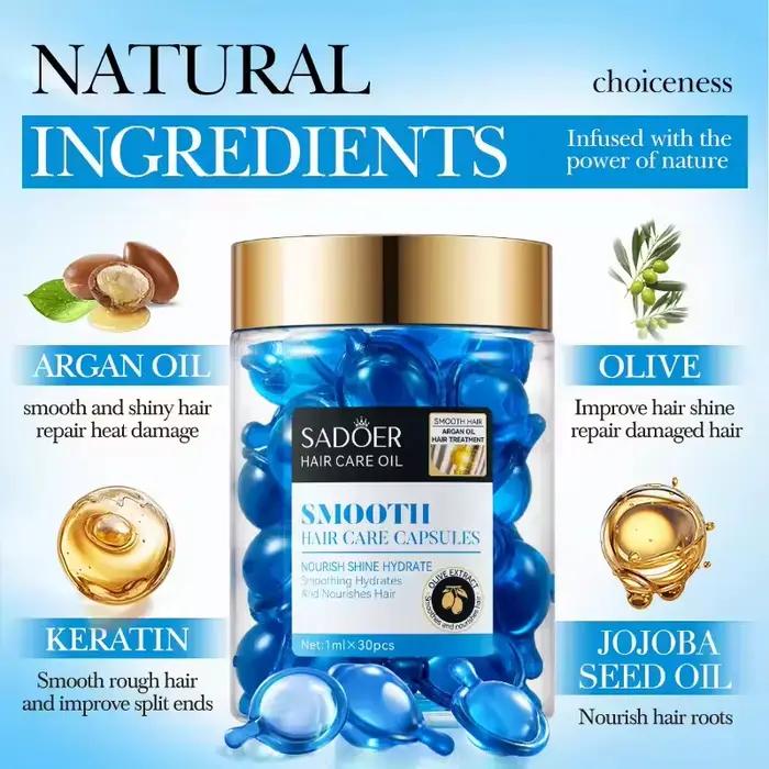 Capsules de Vitamines Capillaires : Huile de Soin Réparatrice pour Cheveux Abîmés, Sérum Lissant, Huile Nourrissante au Complexe de Kératine, Capsules de Soin Capillaire