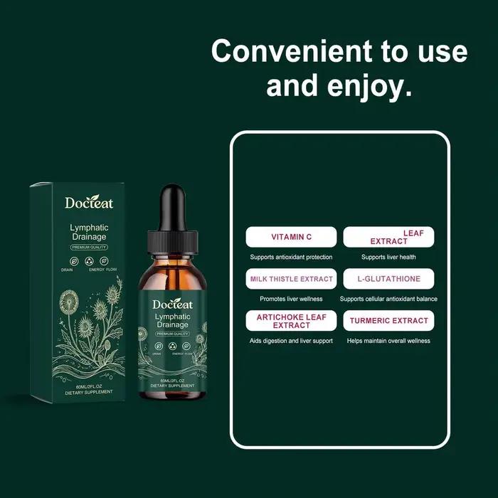 Gouttes de soutien lymphatique à base de plantes pures et avancées avec chardon-Marie et racine de pissenlit pour la détoxification et le nettoyage du foie – Complément naturel en gouttes