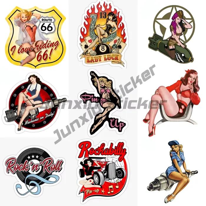 Autocollant de voiture sexy Rockabilly Rock and Roll Pin Up Guitar Girl, autocollant décoratif auto-adhésif en vinyle
