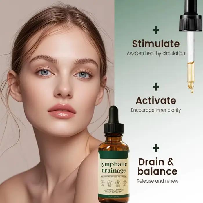 Gouttes de drainage lymphatique 60 ml, formule naturelle à base de plantes, élimination des toxines, soulagement des gonflements, soutien lymphatique liquide