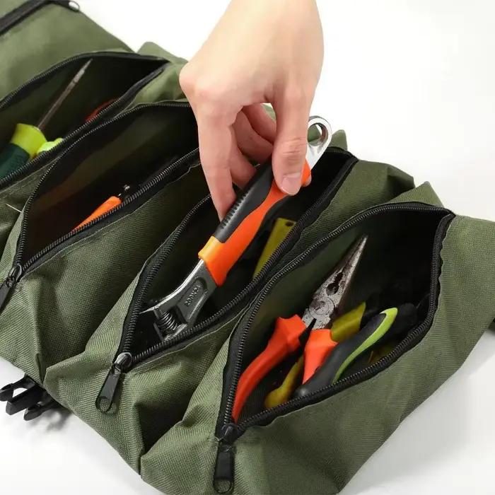 Sac à outils polyvalent de haute qualité, pochette professionnelle multi-poches pour outils matériels, sac de rangement Portable pour petits outils enroulable