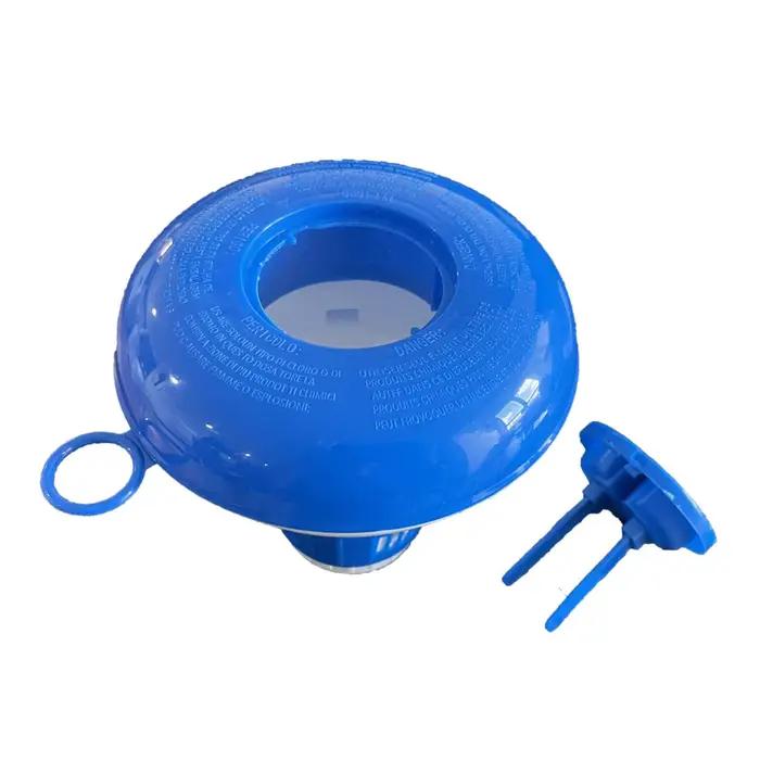 Flotteur distributeur de chlore de luxe 5 pouces pour piscine, bleu et blanc, pour tablettes de piscine