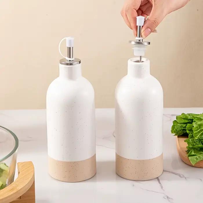 Bouteille distributrice d'huile d'olive en céramique avec goutte-à-goutte
