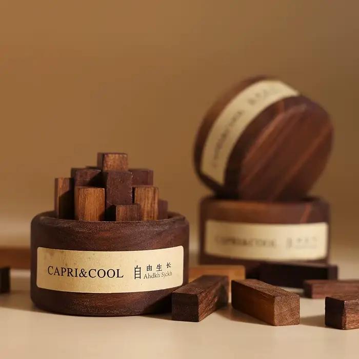 Encens parfumé huile essentielle naturelle aromathérapie avec compte-gouttes en verre bâtons de bois de noyer noir parfum désodorisant de voiture