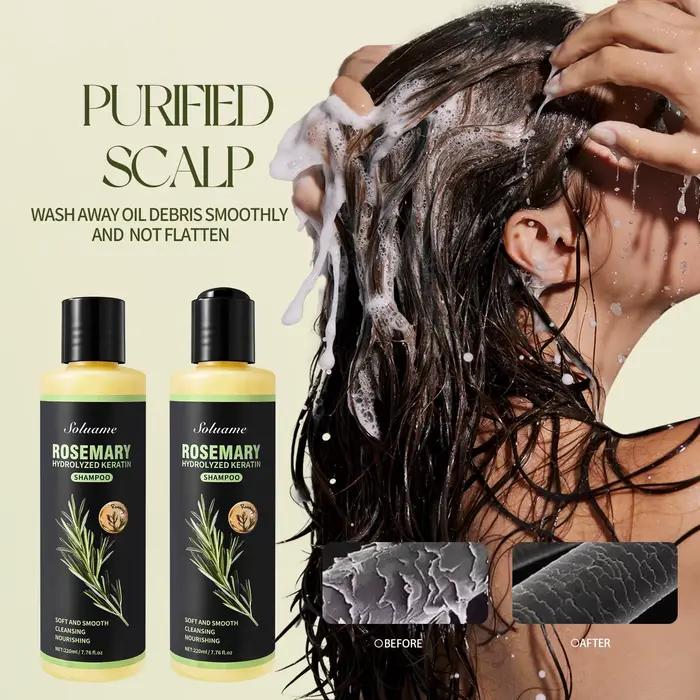 Shampoo au romarin avec kératine hydrolysée - Traitement capillaire doux