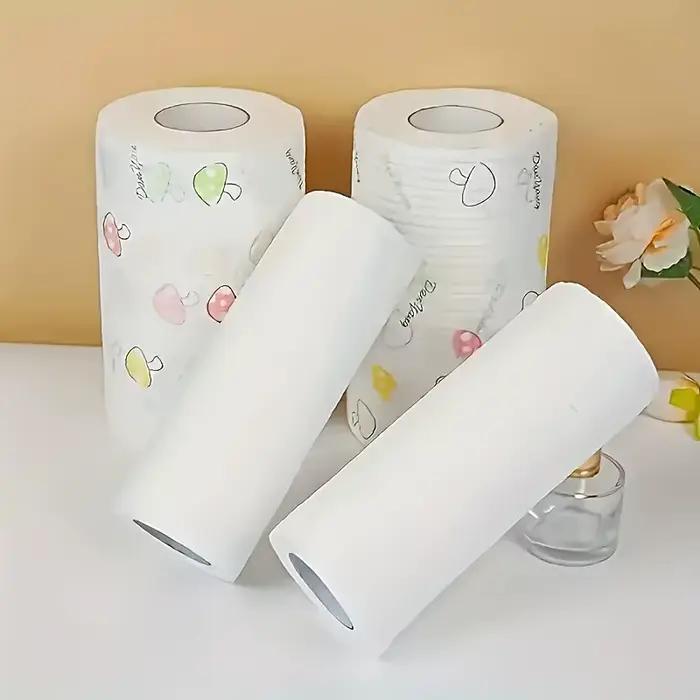Rouleau de papier absorbant lavable et réutilisable pour la cuisine, chiffons de nettoyage non tissés épais à motif perlé, lingettes absorbantes pour la vaisselle, pour la cuisine et la maison
