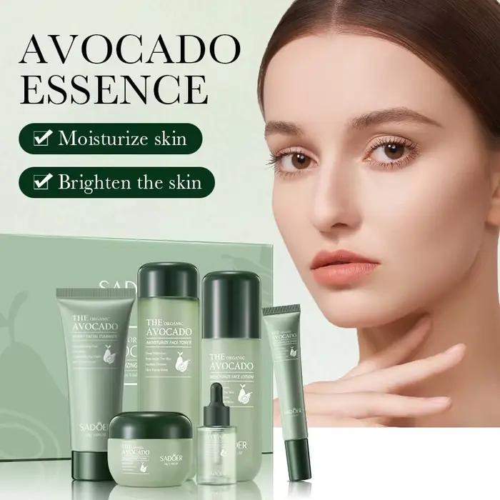 L'ensemble de 6 pièces de soin de la peau d'avocat comprend une crème nourrissante et hydratante pour les yeux