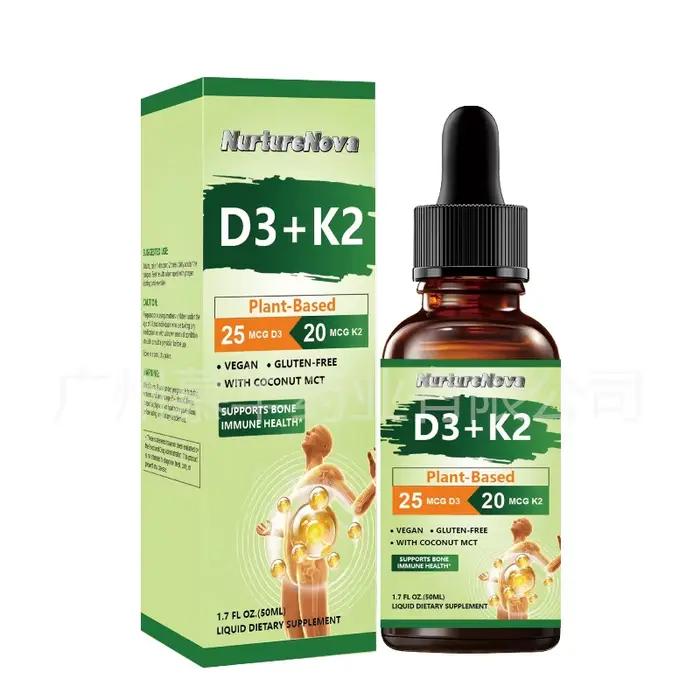 Offre Spéciale : Vitamine D3 + K2 en Gouttes Liquides – Complément Oral Naturel à Absorption Facile pour Nourrir les Os et le Corps – Soin Quotidien de la Santé