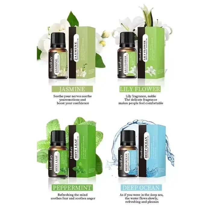 Ensemble d'aromathérapie d'huile essentielle végétale soluble dans l'eau de 10ML pour humidificateur liquide de recharge sans feu parfait pour le bureau à domicile