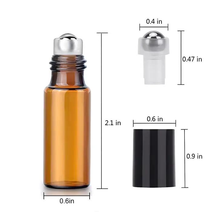 Lot de 10 flacons roll-on en verre ambré de 0