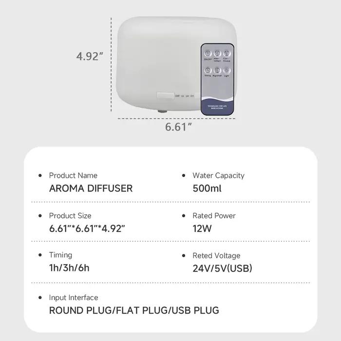 Diffuseur d'huiles essentielles avec télécommande de 500ml