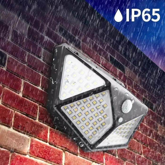 Lampe de sécurité solaire décor de jardin extérieur étanche à énergie solaire 100 LED PIR capteur de mouvement projecteur pour cour et voie, clôture.