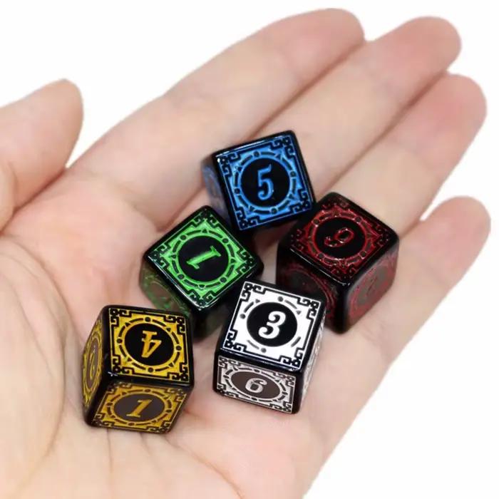 10 dés numérotés à 6 faces à motifs rétro aux couleurs vives pour jeux de société, jeux d'alcool, dés de menteur, dés DND, jeux de table