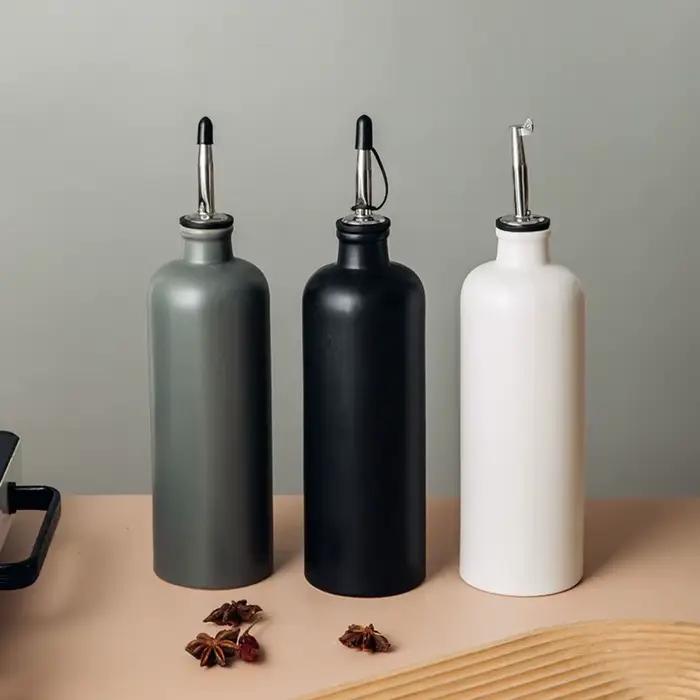 Bouteille distributrice d'huile d'olive en céramique anti-oxydation