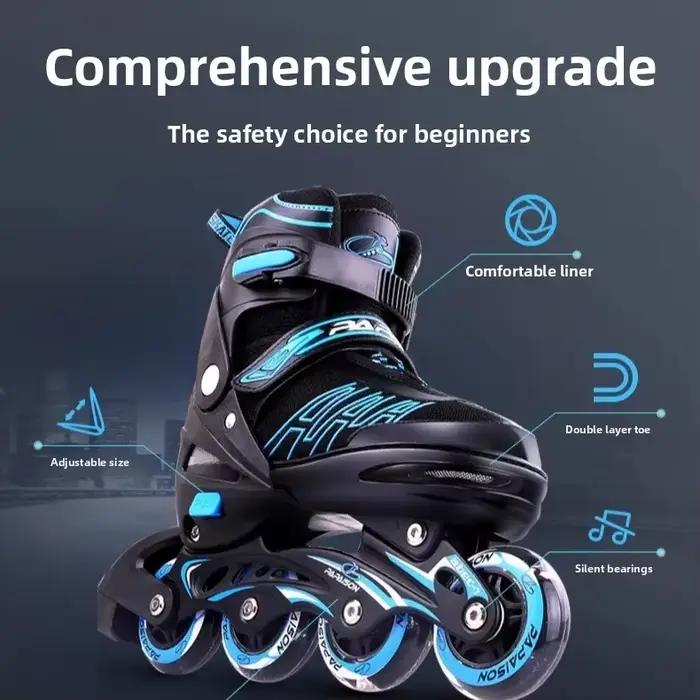 Nouveaux patins, garçons et filles adultes débutants patins à roulettes de patinage flash complet patins à roulettes professionnels pour enfants
