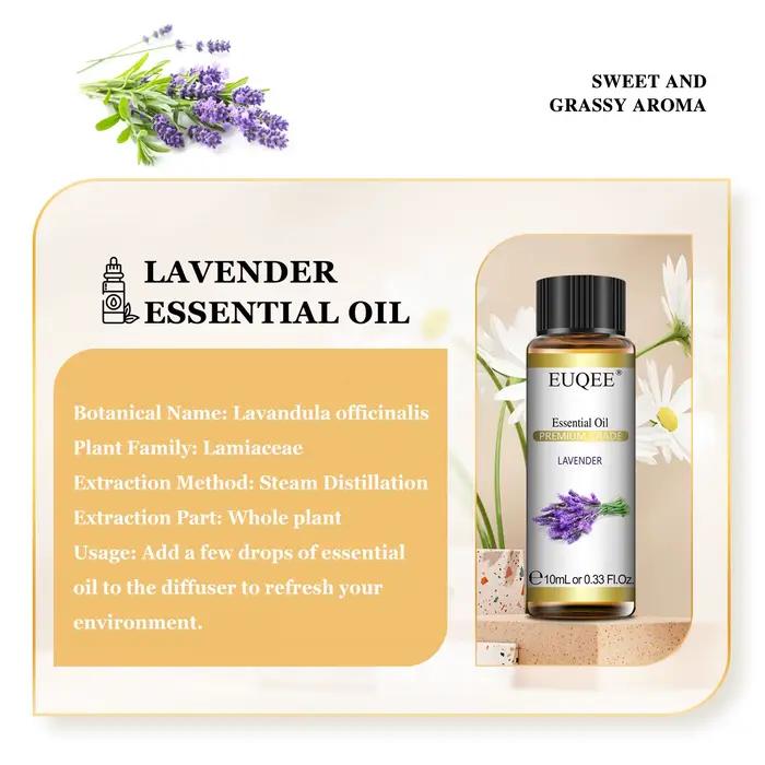 Huiles essentielles pure EUQEE pour aromathérapie, bien-être, relaxation, purification de l'air, cadeau idéal pour la famille et les amis occasions spéciales