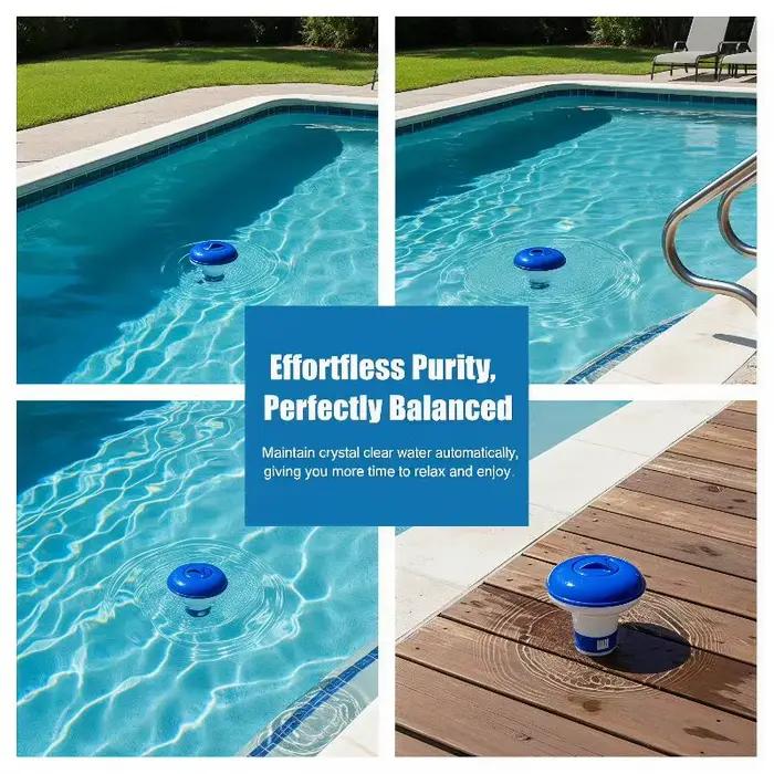 Distributeur de chlore flottant pour piscine de 5 pouces avec aérations réglables et couvercle anti-fuite pour piscines intérieures et extérieures, spas et bains à remous