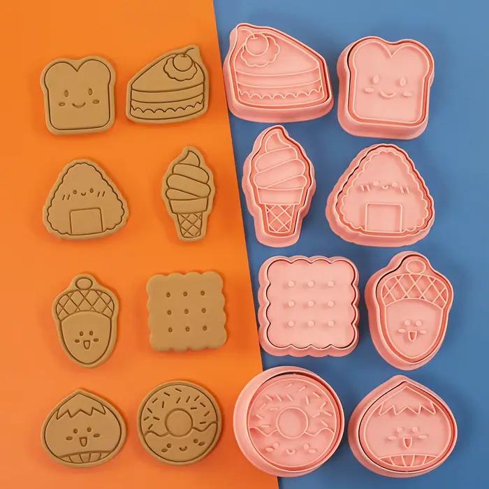 8 emporte-pièces mignons pour biscuits, en forme de beignets, de pain, de crème glacée, moules à biscuits de dessin animé