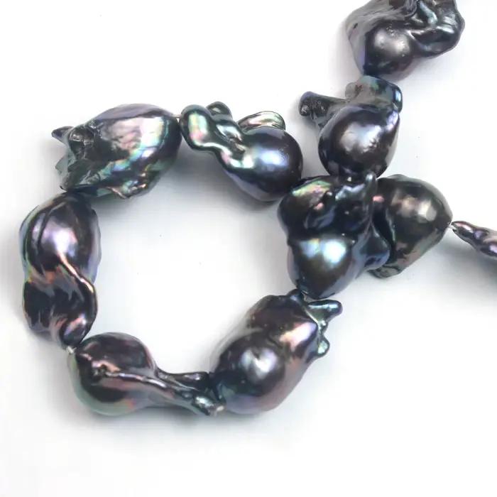 Perle noire d'eau douce naturelle en forme de queue de poisson, perles amples pour la fabrication de bijoux, breloques, accessoires de collier, Bracelet