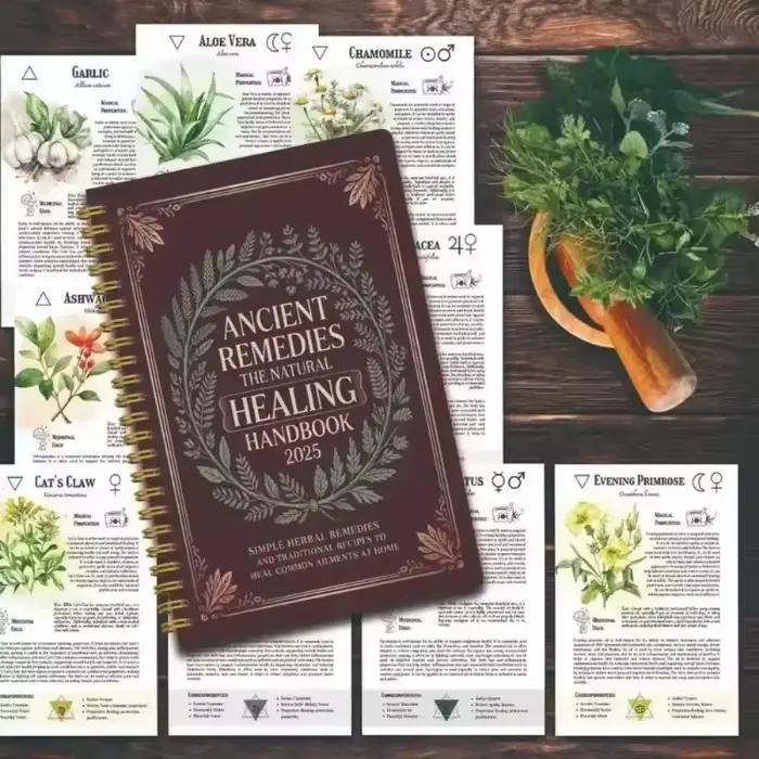 Manuel de guérison naturelle, guide relié en spirale avec remèdes à base de plantes et recettes pour la santé cardiaque, la glycémie et l'amélioration de la concentration