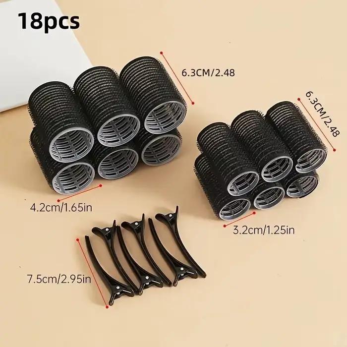 Ensemble de rouleaux à cheveux avec Clips, 18 pièces, bigoudis auto-agrafants pour cheveux longs/moyens/courts et frange, fer à friser, outil de coiffure