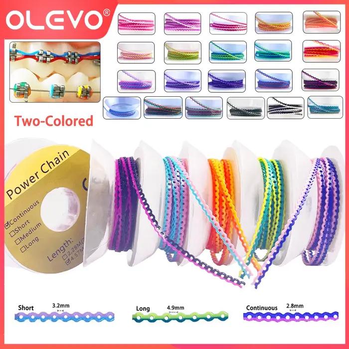 OLECalculator-Bandes de caoutchouc pour orthodontie dentaire, 4.5 m/rouleau, JOElastic Ultra Powerchains, Longes pour accolades, Long, Court, Continu
