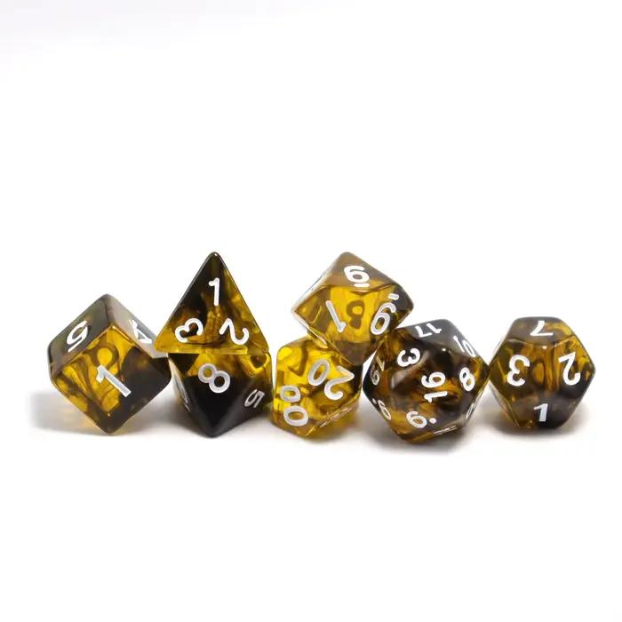 Dés de jeu polyédriques noirs et jaunes, dés jouets, jeux de société de rôle, dés coopératifs multijoueurs