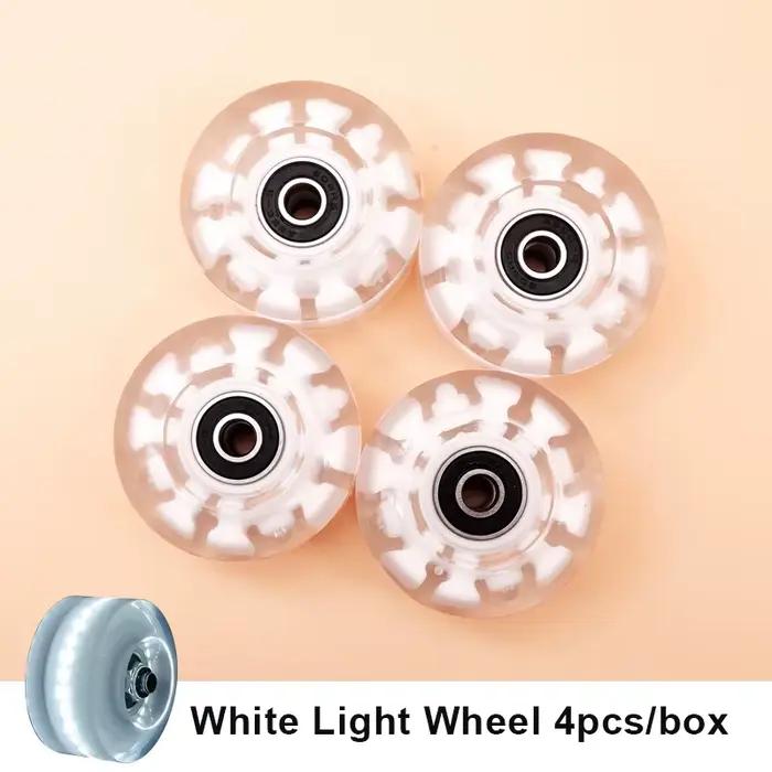 Roues de patins à roulettes lumineuses durables, avec roulements, adaptées au patinage à Double rangée et au Skateboard, 4 pièces