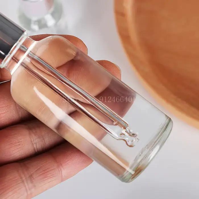 Bouteilles compte-gouttes en verre transparent