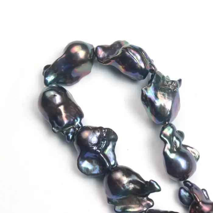 Perle noire d'eau douce naturelle en forme de queue de poisson, perles amples pour la fabrication de bijoux, breloques, accessoires de collier, Bracelet