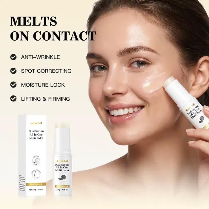 Baume à la vitamine C en stick, hydratation intense, hydratant multi-usages, crème baume à double texture, éclaircissant pour la peau, soin quotidien pour tous les types de peau