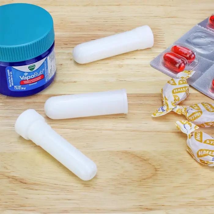 Tubes d'inhalateur nasal blanc d'aromathérapie d'huile essentielle (24 bâtons complets)