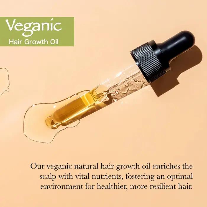 Huile de croissance capillaire végane naturelle pour cheveux secs et abîmés
