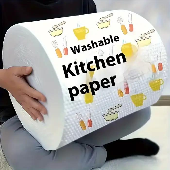 Rouleau de papier absorbant lavable et réutilisable pour la cuisine, chiffons de nettoyage non tissés épais à motif perlé, lingettes absorbantes pour la vaisselle, pour la cuisine et la maison
