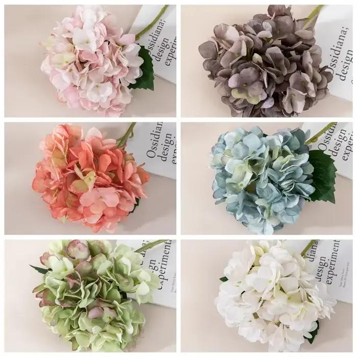 Mini Hortensia Artificiel à Branche Unique, Fausse Fleur, Bouquet de Mariage, Mur de Roses, Décoration de Maison, 37cm