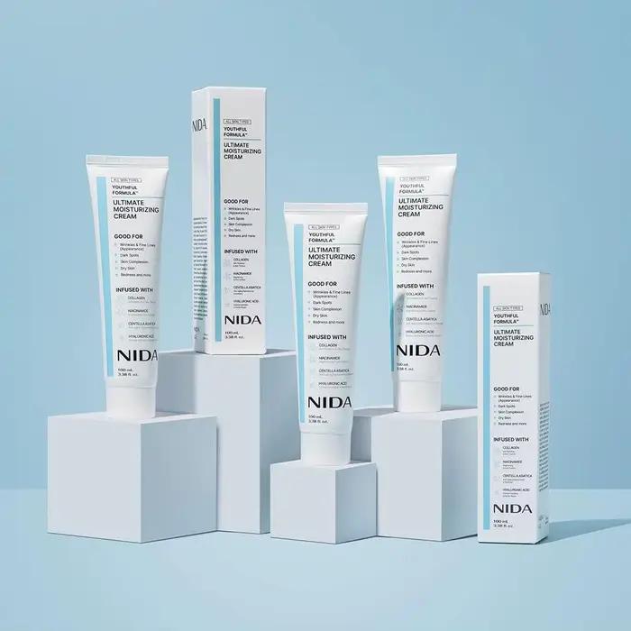 Crème pour le visage à l'extrait de plantes NIDA + Essence pour les yeux |   Crème hydratante anti-rides et raffermissante |   Hydratation longue durée 24h, soin quotidien de la peau