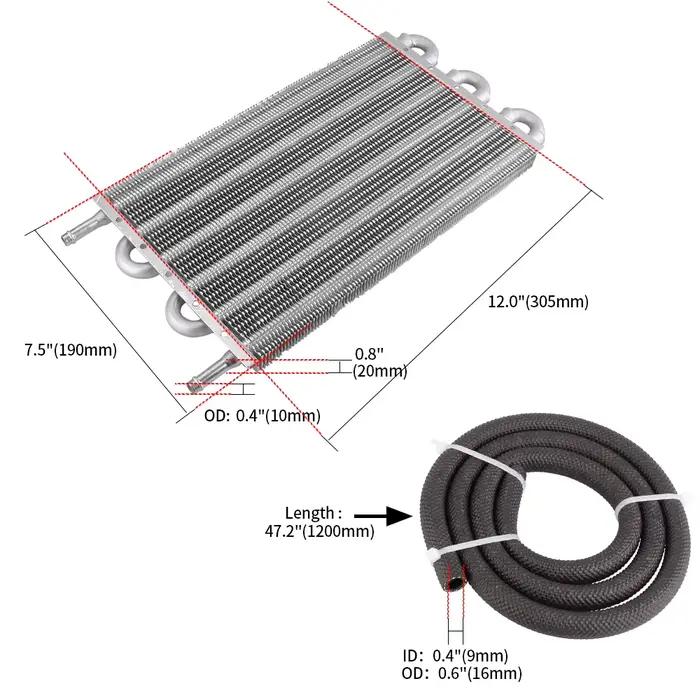 Kit de refroidissement d'huile RASTP-4/6/8 rangées, plaque de Transmission de voiture en aluminium et refroidisseur d'huile d'aileron, convertisseur de radiateur manuel automatique OSA014