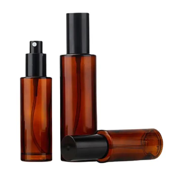 10 pièces bouteille de Lotion pompe en verre ambré 20 ml 30 ml 40 ml 50 ml 60 ml 80 ml 100 ml 120 ml atomiseur vaporisateur bouteilles rechargeables cosmétiques