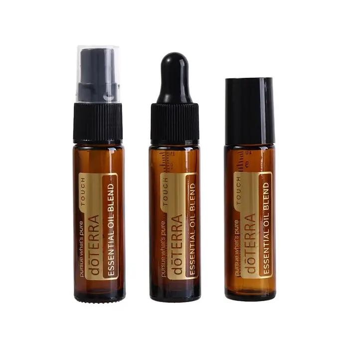 2 pièces 10ml bouteille d'huile essentielle doterra ambre verre épais rouleau