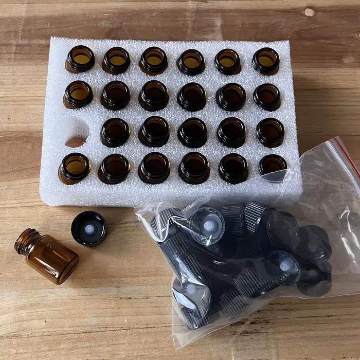 24x Flacons en verre ambré/transparent de 5ml