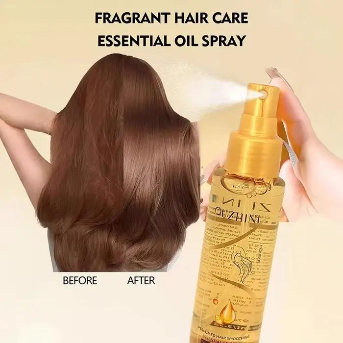 Le spray d'huile essentielle de soin capillaire nourrissant en profondeur peut augmenter la brillance et améliorer la
