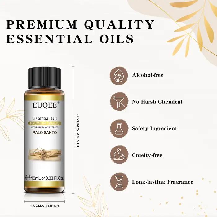 EUQEE 10ml huile essentielle végétale Palo Santo avec compte-gouttes bleu Tansy Cardamome hiver vert fenouil lavande