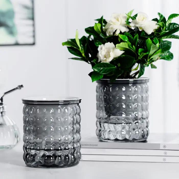 Pot de fleurs hydroponique à arrosage automatique, Pot de fleurs à absorption d'eau automatique, jardinière à arrosage automatique en plastique à Double couche