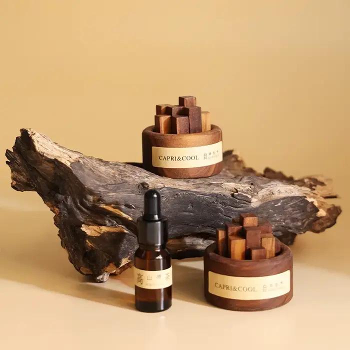 Encens parfumé huile essentielle naturelle aromathérapie avec compte-gouttes en verre bâtons de bois de noyer noir parfum désodorisant de voiture