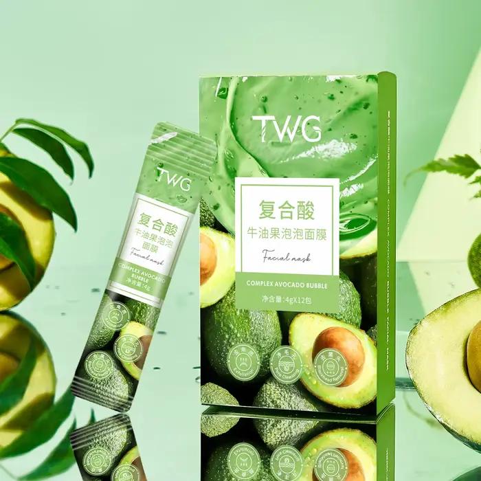 Ensemble de 12 masques faciaux à l'avocat - Nettoyage en profondeur et hydratation avec de la glycérine