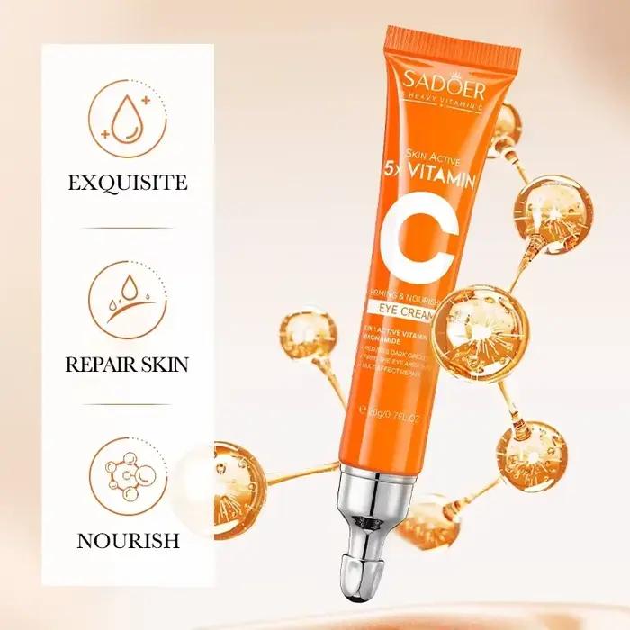 Crème pour les yeux à la vitamine C, Anti-cernes, dissolvant de sacs pour les yeux, hydratant, éclaircissant, raffermissant, produits de soins pour la peau